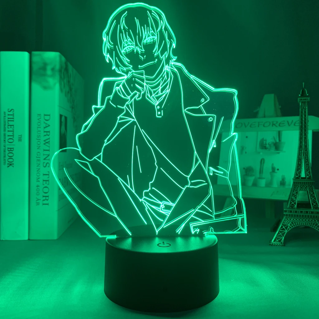 3d Table Lamp Anime Bungo Stray Dogs Dazai for Kids Bedroom Decoration Nightlight Birthday Gift Room Decor Led Night Light Manga red night light