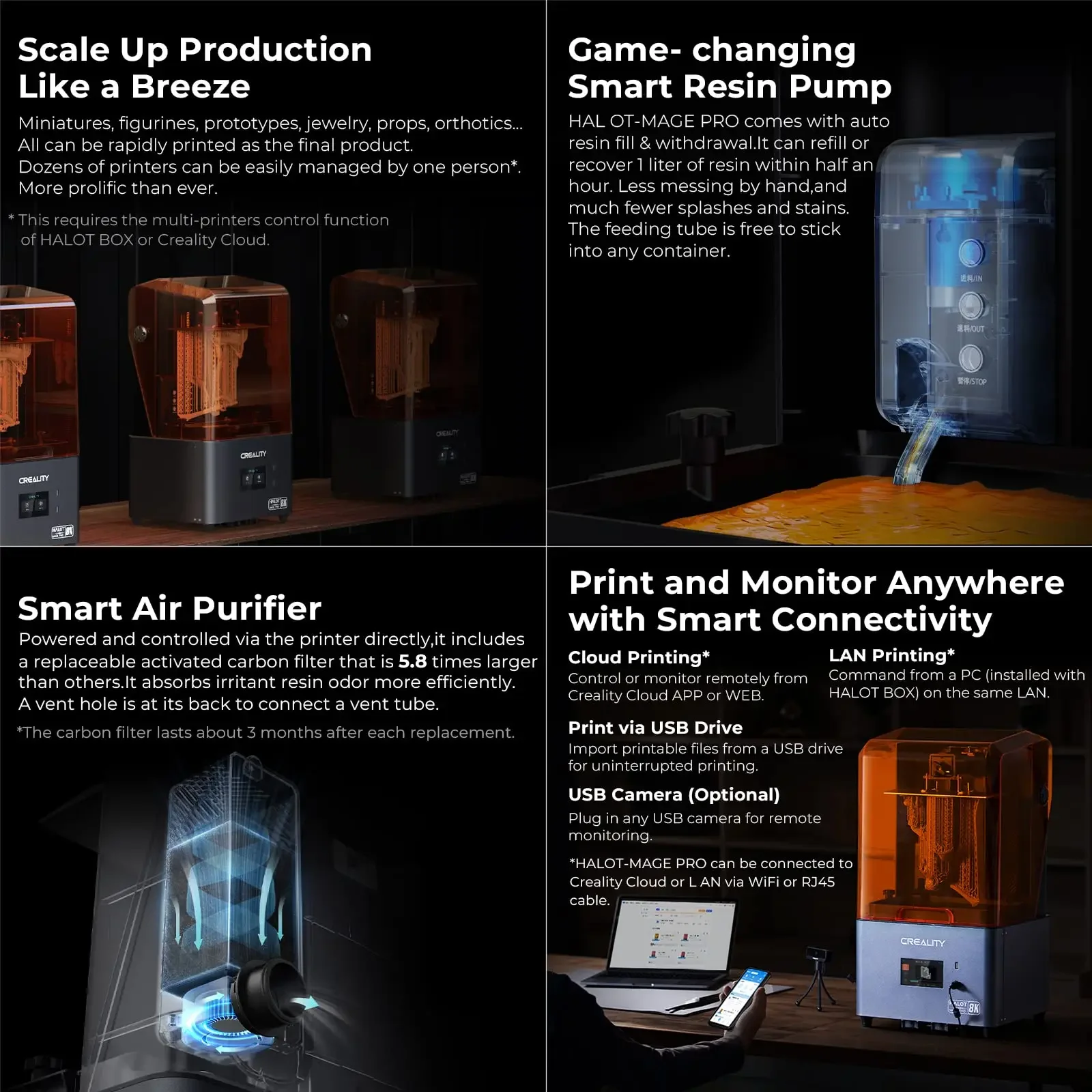 CREALITY HALOT-MAGE PRO /HALOT-MAGE 레진 3D 프린터 속도, 8K 10.3 인치 LCD 스크린, 고정밀 4.3 인치 터치 스크린, Z축 듀얼 레일