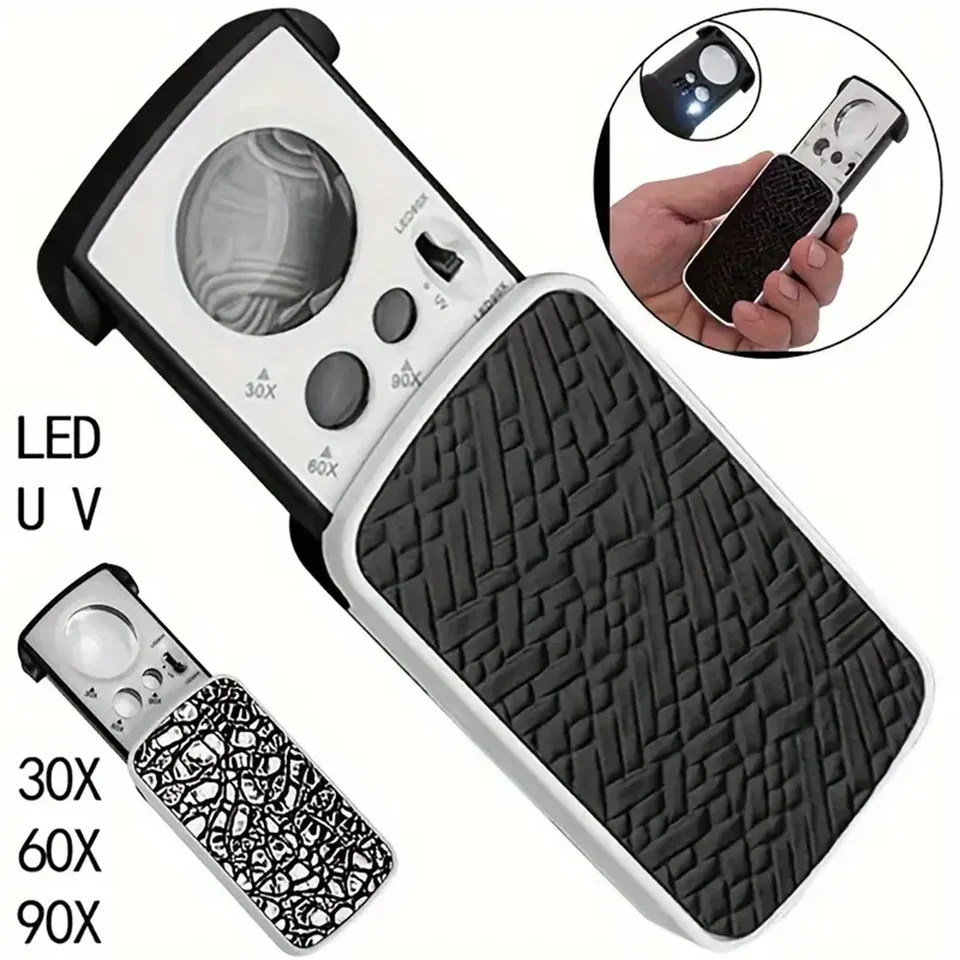 Lente Ingrandimento 30X/60X/90X Per Gioielli - Con Luce LED E UV - Foto 9