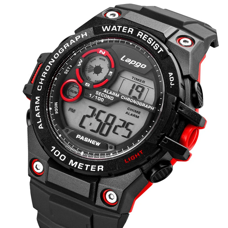 Original Waterproof Sport Watches Men Muti-function Large Electronic Hand Clock Boy Fashion Male Diving Digital Wristwatch Black xinew brand chronograph business watch for men fashion nylon band alarm stopwatch multi function movement electronic clock black