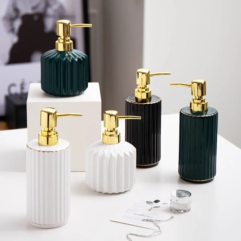 

Light Luxurious Ceramic Soap Despenser Emulsion Separate Bottle Bathroom Hand Sanitizer Shower Gel Bottle Soap Shampoo Dispenser
