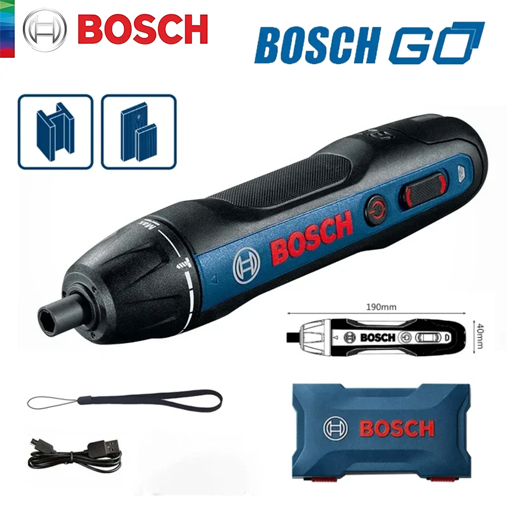 

Bosch GO2 Eectric Screwdriver Set 5Nm Cordless Mini Hand Drill Multi-Function 3.6V Rechargeable Screw Driver Home DIY Power Tool