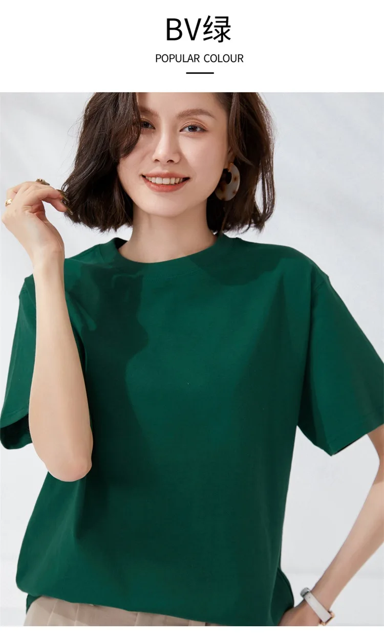Women T-shirts 2024 Summer Tops Solid Short Sleeve Loose O-neck 100% Cotton Casual Ladies Shirts Harajuku Korean Woman Tshirts