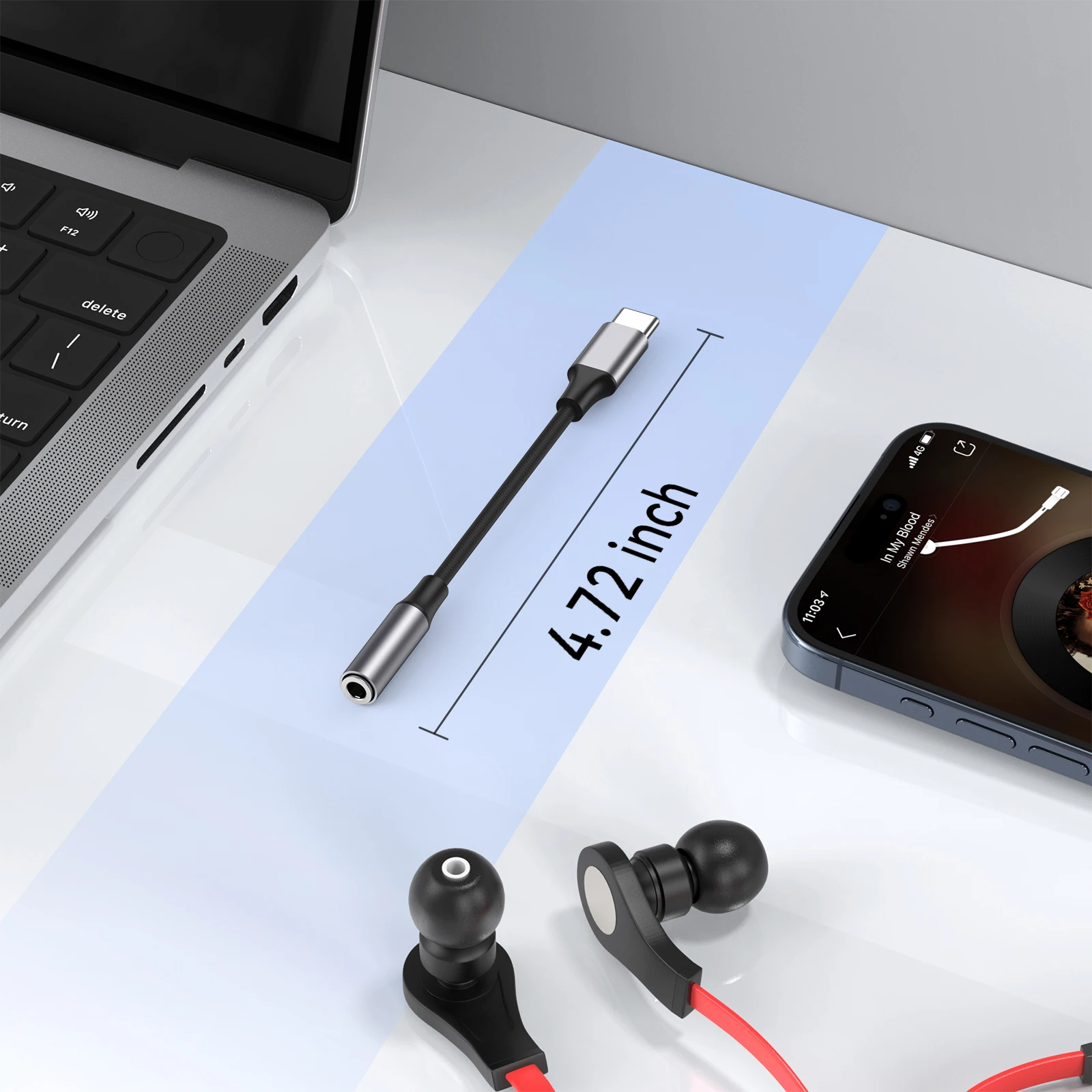 รูปสินค้า อะแดปเตอร์แปลง USB-C เป็น 3.5 มม. สำหรับหูฟัง