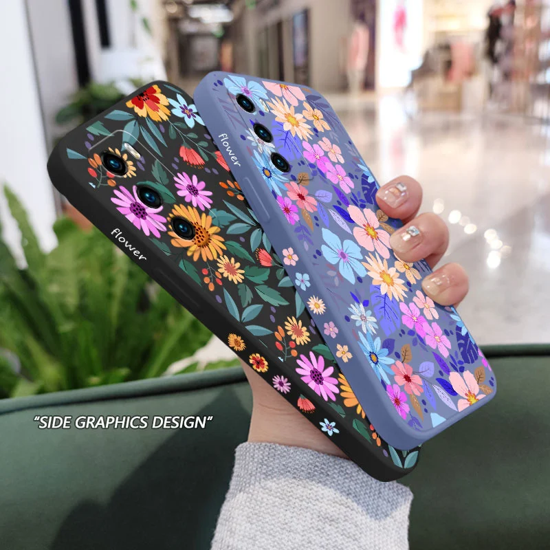 Vibrant Showy Flowers Liquid Silicone Phone Case