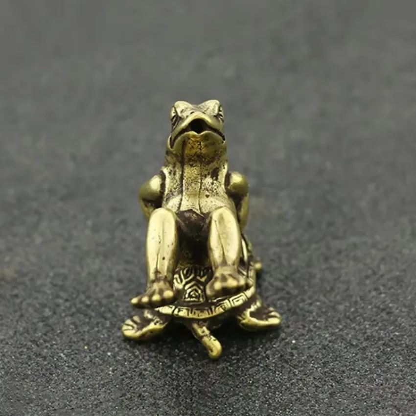 Antique Play Brass Tortoise Frog Miniature Statue Decoration Desk Decoration Home Decoration Bronze Sculpture Home Accessories