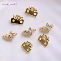 18K Gold Plated Inlaid Zircon Flower Shape Beads Separators Connector 2/3 Hole Separators For Beads Necklace Making Findings