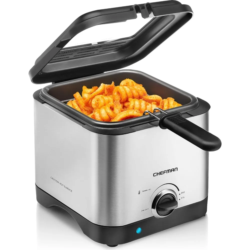 Electric Deep Fryers, Basket with A 1.6-Quart Capacity, Easy-View Window Adjustable Temp Control,1.5 Liter, Electric Deep Fryers