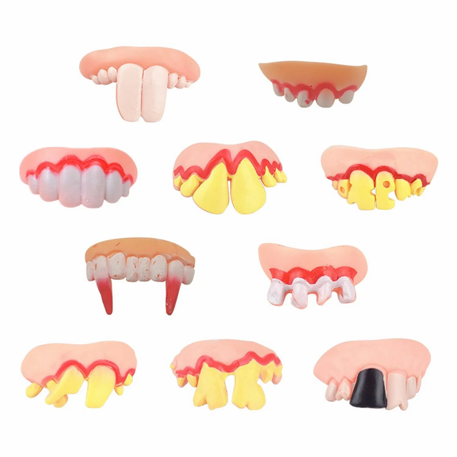 

10PCS Funny Halloween Fake Teeth Kids Toy April Fool Trick Props Vampire Denture Masquerade Cosplay Prank Party Gift