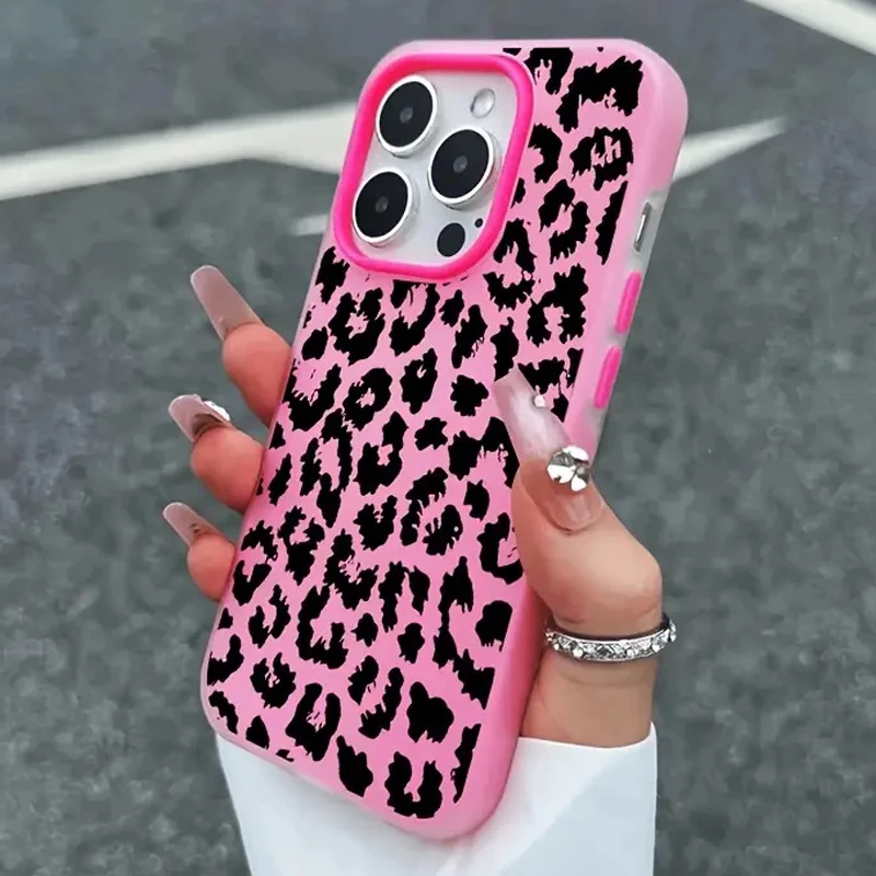 Chic Spotted Black Leopard Print Jelly Phone Case with Air Bumper Cover