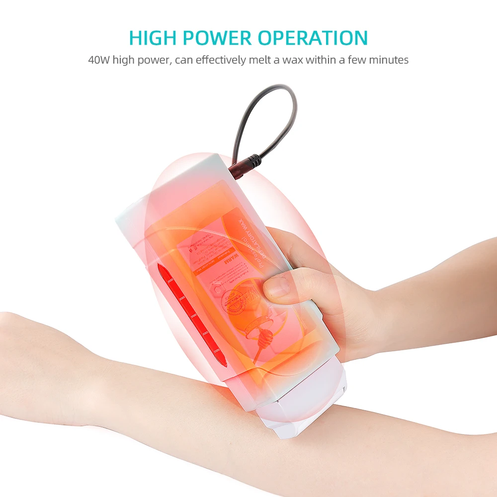 40W Roll On Depilatory Wax Heater Machine Portable Wax Cartridge Hair Removal Cream Heating Device Home Epilator Waxing Warmer