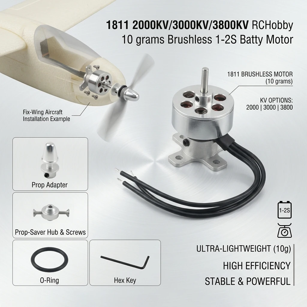 Micro moteur brushless D1811 2000KV/3000KV/3800KV pour drone RC