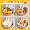 A96K-Round Rattan Boxes With Lid Hand-Woven Multi-Purpose Wicker Tray 10.2Inch Picnic Food Bread Table Storage Basket 2
