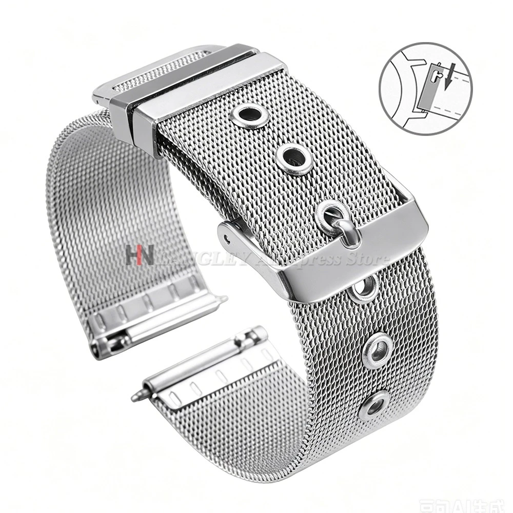 Elegant Milanese Mesh Stainless Steel Watch Band with Quick Release, 1.5mm Thickness