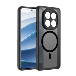 Enhanced Frosted Translucent MagSafe - Compatible TPU Matte Case Cover - Redmi Note 13 5G (Black(With Magnetic))