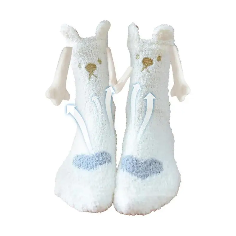 

Mid Tube Socks With Magnet 1 Pairs Creative Magnetic Suction Socks Cotton Toe Socks 3D Hand In Hand Club Couple Socks