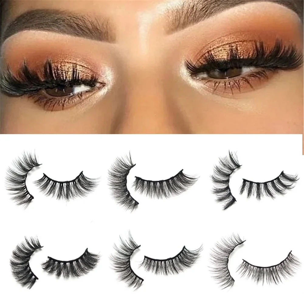 Fake Eyelashes 1 Pair Magnetic Eyelashes 3D Mink False Eyelash Magnetic Eyeliner Waterproof Long Lasting Fake Eyelash Tweezer Kit 18 Styles