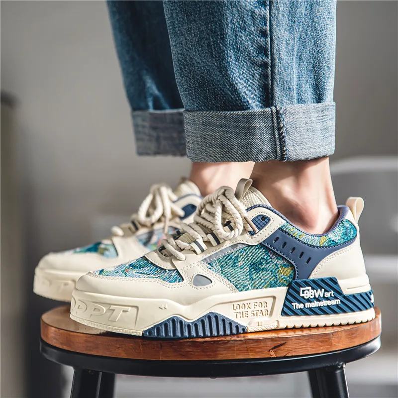 Autumn Men Casual Cricket Shoes Fashion Trend Sneakers Walking Skateboard For Boys Youth Retro Style Board Shoes 4