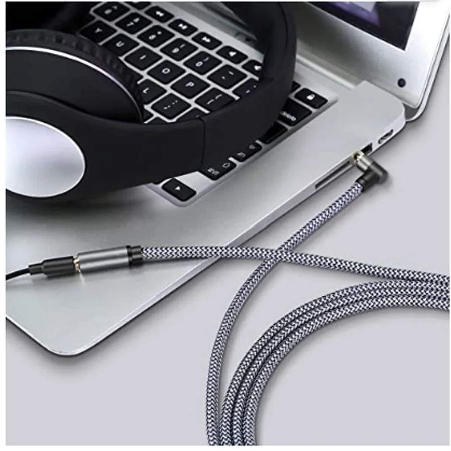 Premium Right Angle 3.5mm Audio Extension Cable - Male to Female Stereo Connector
