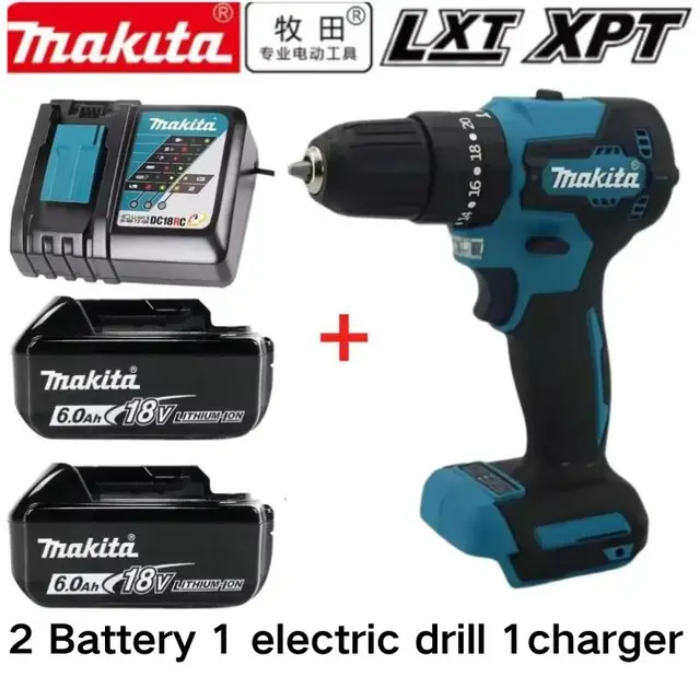 100% מקורי חדש 18V Makita 5Ah 6Ah 9Ah סוללת כלי עבודה חזקה + מטען, עבור מקדחת השפעה נטענת ליתיום DDF487 ביתית 1