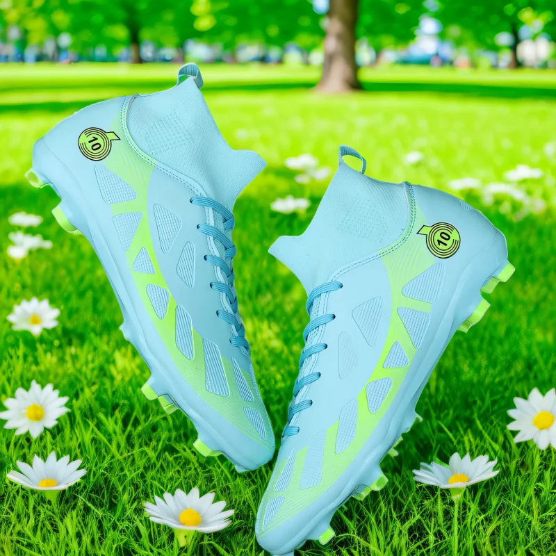 Professional Soccer Shoes Men Outdoor High-Top Sports Football Boots Boots Ag/Fg Long Spikes Artificial Grass Training Match Spi