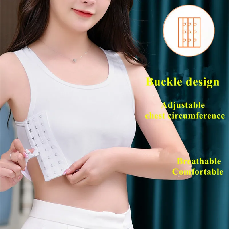 Sportwear Chest Breast Binder Trans Crop Top Flat Breast Binder Les Corset Stretch Body Shaping Buckle Tomboy Bra Tank