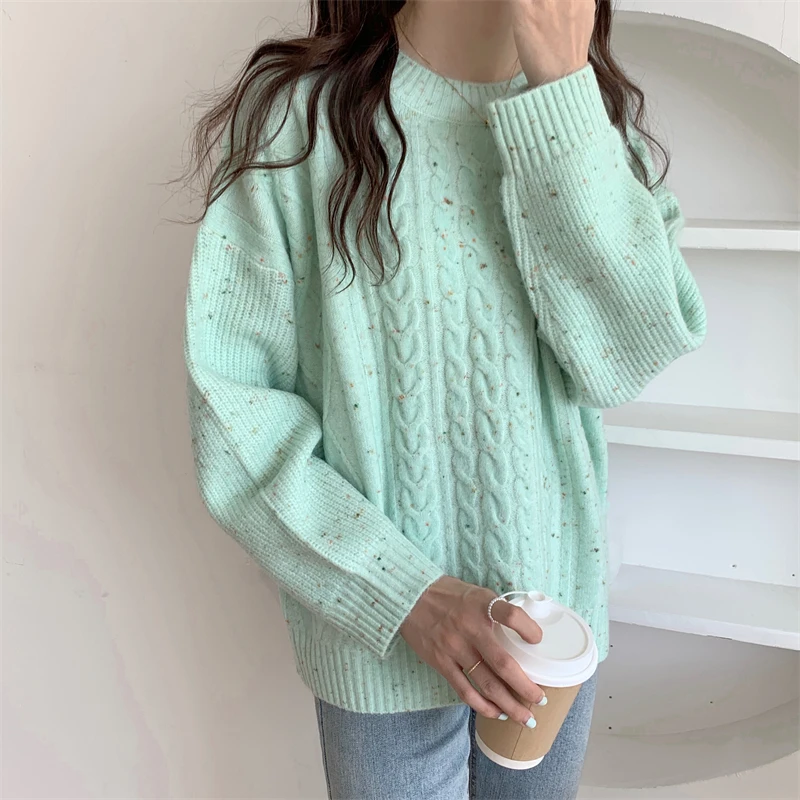 PLAMTEE High Quality Outerwear New Women Sweaters Autumn Sweet 2022 Girls Knitted Streetwear Thicken Pullovers Hot Jumpers green cardigan