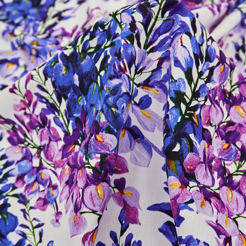Wisteria Print Pure Cotton Fabric, Fabric for Dress Shirt, Telas Por Metro Tissus, Au Metre, DIY Sewing, 2022 5