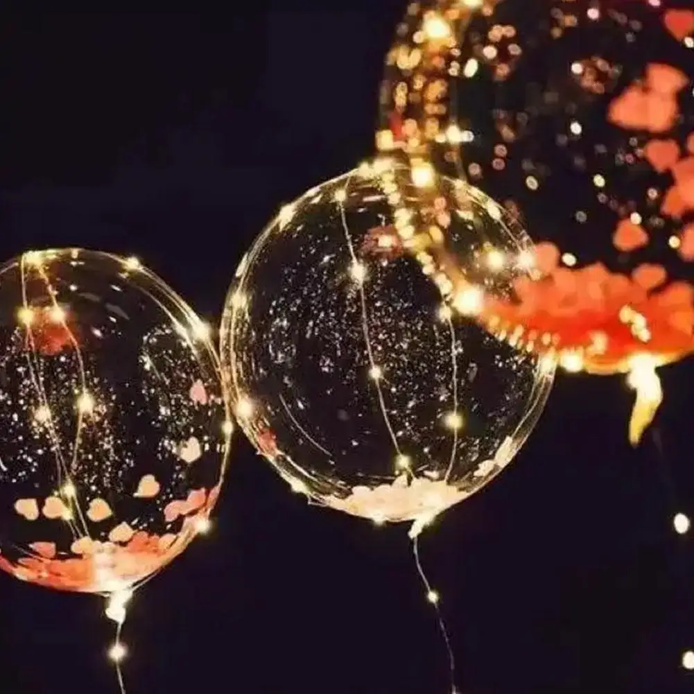 3Pcs LED Light Up Balloons Glow In The Dark Transparent Led Balloons For Weddings Birthdays Valentine's Day Party Festival Decor foil balloons latex balloon birthday balloons party balloon set birthday party decoration set metallic sequin balloons aluminum balloon clear bubble balloon white balloons inflatable balloon