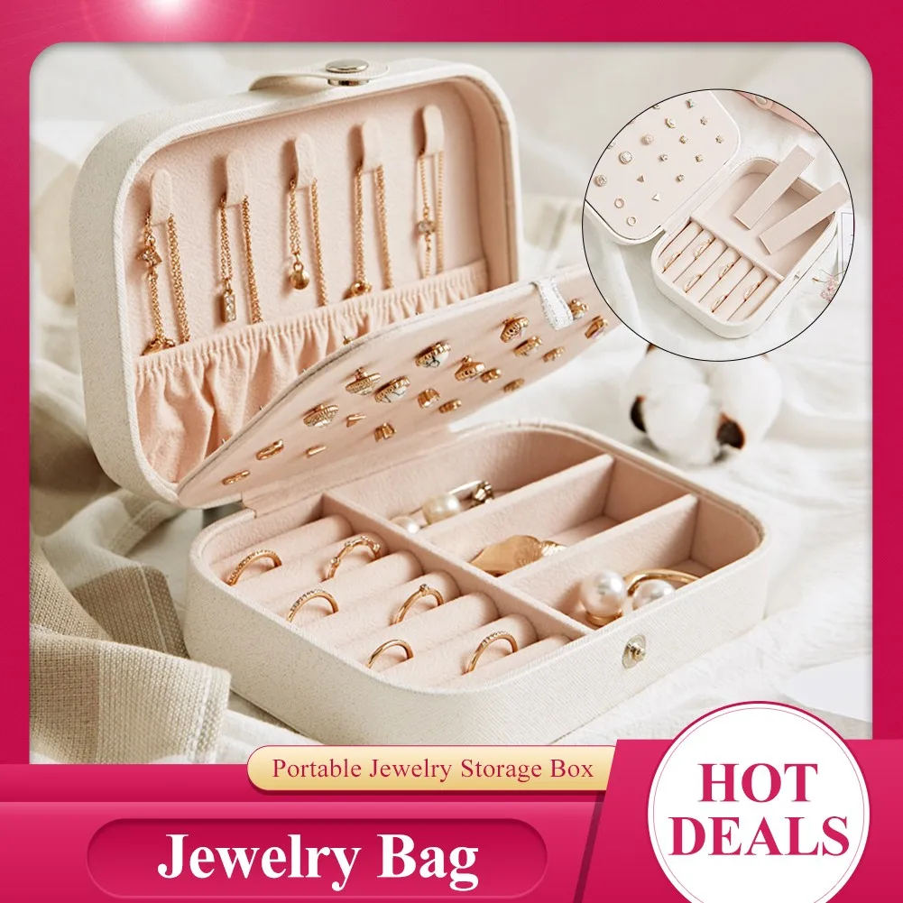 2022 New Portable Jewelry Storage Box Fashion Women Earrings Ring Multi
