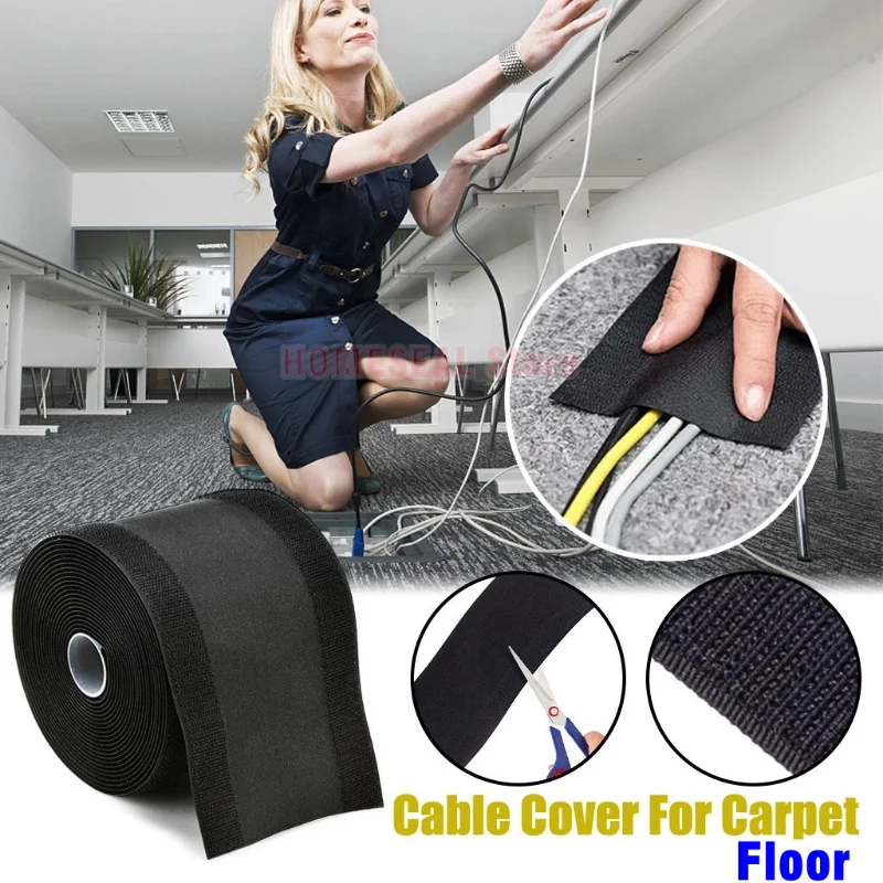 

1M Floor Cord Cover,Carpet Cable Sleeve,Cable Protector,Extension Cord Cover,Protect Wires & Prevent Cable Trips for Home Office