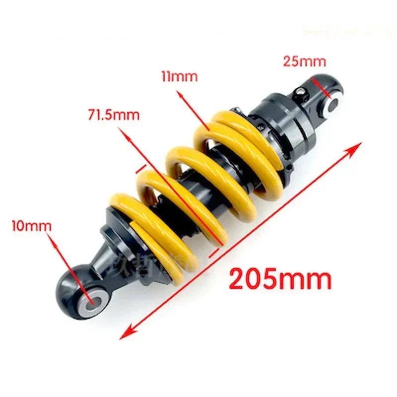 야마하 가와사키 혼다 스즈키 SPARK135 150cc용 유압식 센터 쇼크 업소버가 장착된 205mm 범용 오토바이 (노랑/빨강)