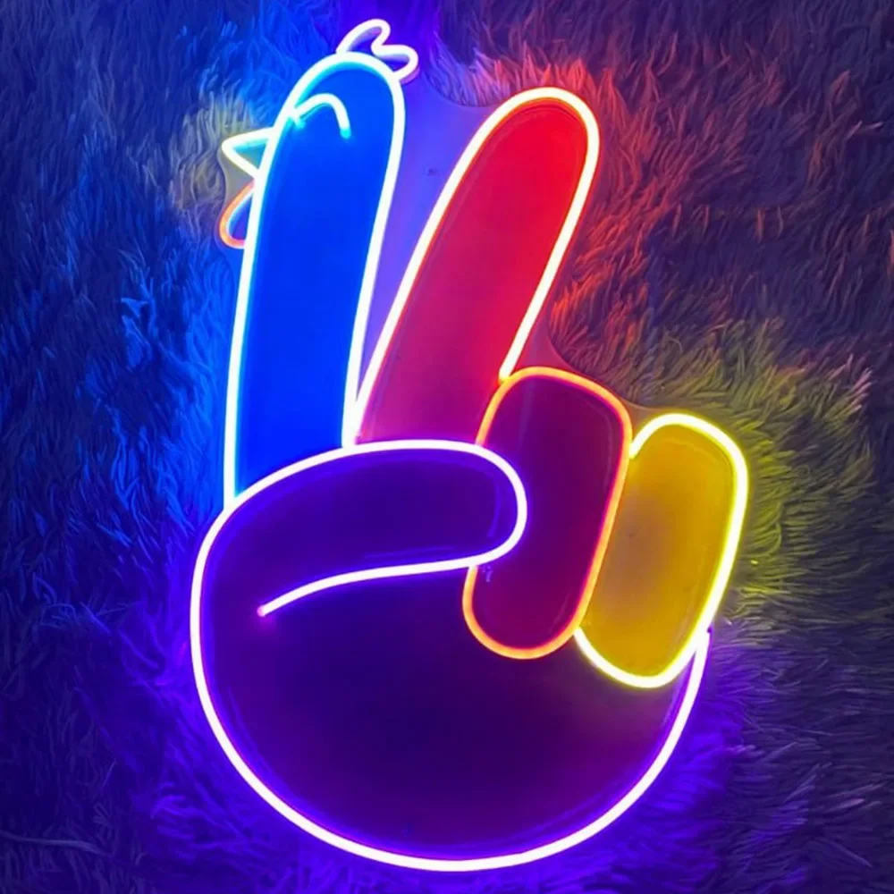 

Custom Thanksgiving Turkey Peace Hand Neon Sign Peace Hand Turkey LED Light Turkey Bird Sign Happy Thanksgiving Room Wall Decor