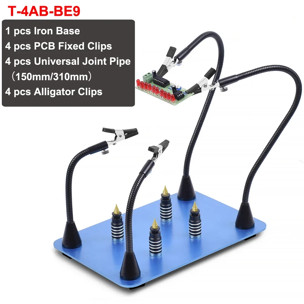 NEWACALOX PCB Fixture Clips Soldering Holder Third Hand Tool Magnetic Flexible Helping Hands with 3X LED Illuminated Magnifier 6