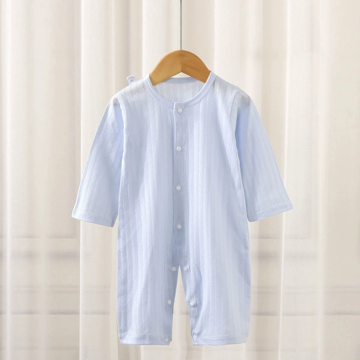 Baby Solid Color Ribbed Romper Long Sleeve Buttoned Onesie Newborn Infant Cotton Jumpsuit for Boy Girl Outfit for Spring Autumn