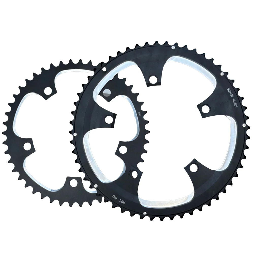 

BCD 130 Crank set Chainring 46T 56T 130mm Road Bike Fold Bicycle Chainwheel Dual Crank Set Chainset Alloy 20 22 Speed Track Bike