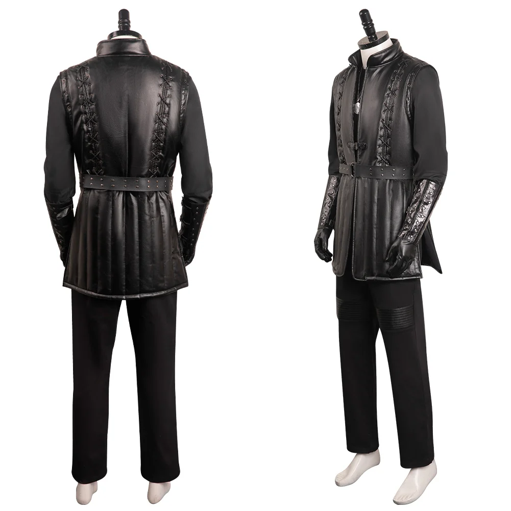 

Geralt Cosplay Costume Men Vest Coat Pants Necklace Belt Outfits Halloween Carnival Party Disguise Suit