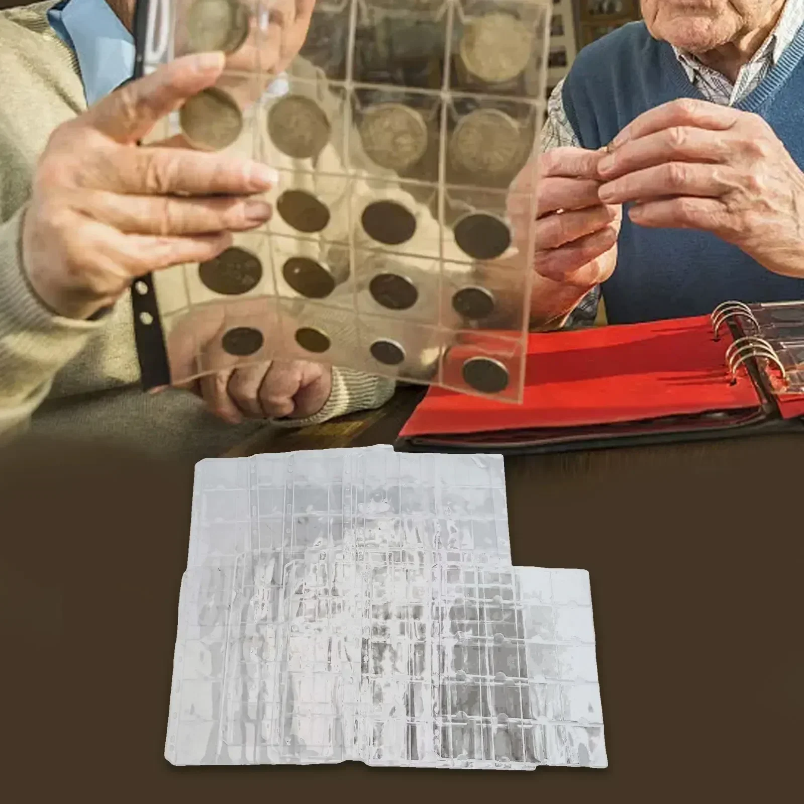 실용적인 PVC 페이지 앨범 동전 거치대 시트, 동전 수집용 투명 정리정돈 1/10 시트, 50mm 동전