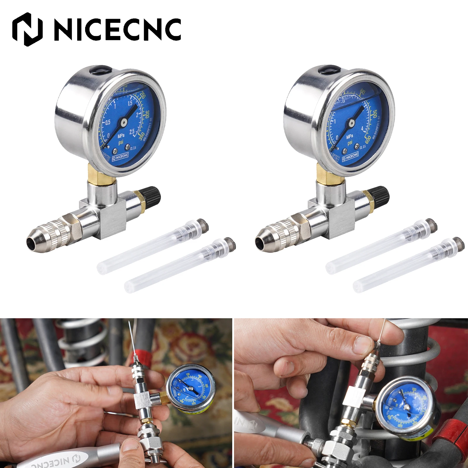 Shock Nitrogen Gauge Needle Fill Tool 350 600PSI Yamaha Polaris RZR CanAm Arctic Cat Snowmobile KTM Honda Suzuki Kawasaki motorcycle shock pump