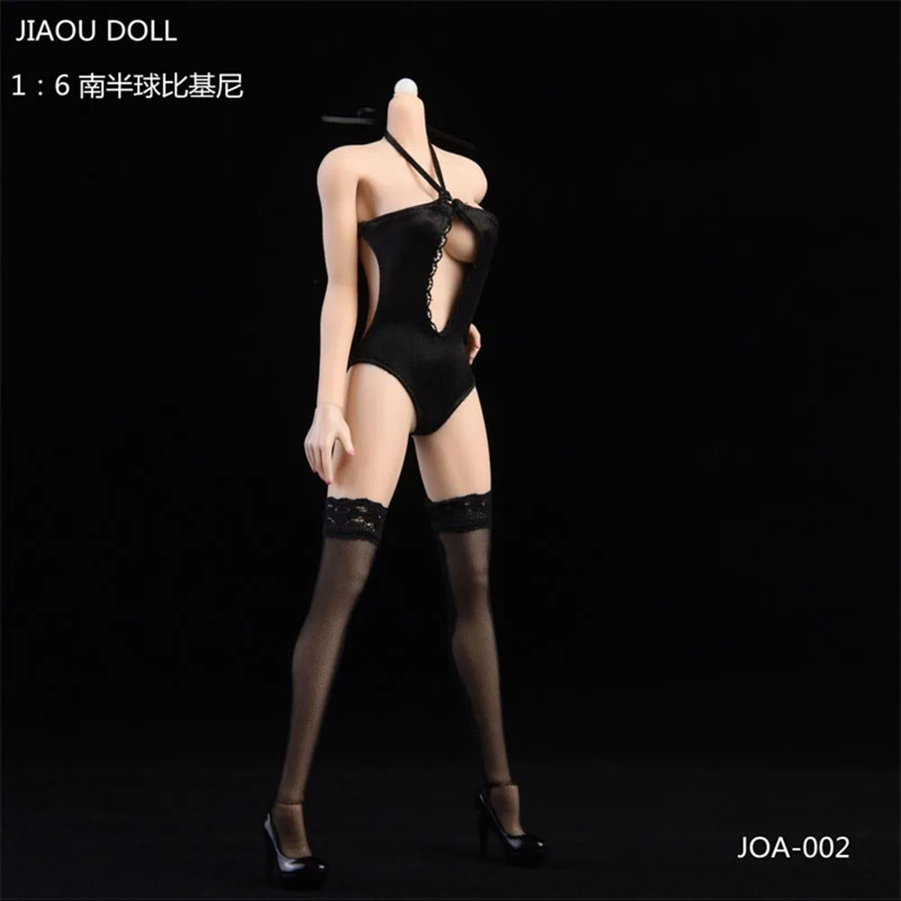 JOA-002 1/6 여성 군인 의류, 섹시한 할로우 아웃 블랙 점프수트, 원피스 비키니 핏, 12 인치 액션 피규어 바디, 팬을 위한 DIY