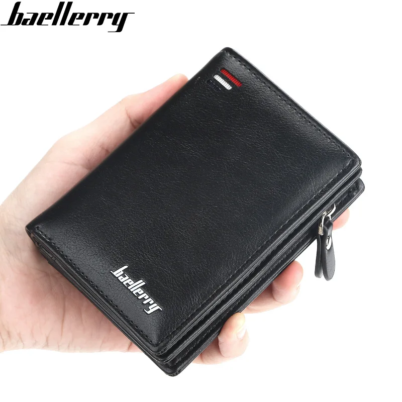 

2023 Fashion Men Short Design Leather Wallet Zipper Moneybag Multi-Function ID Bank Card Holder Coin Male Business RFID Purse