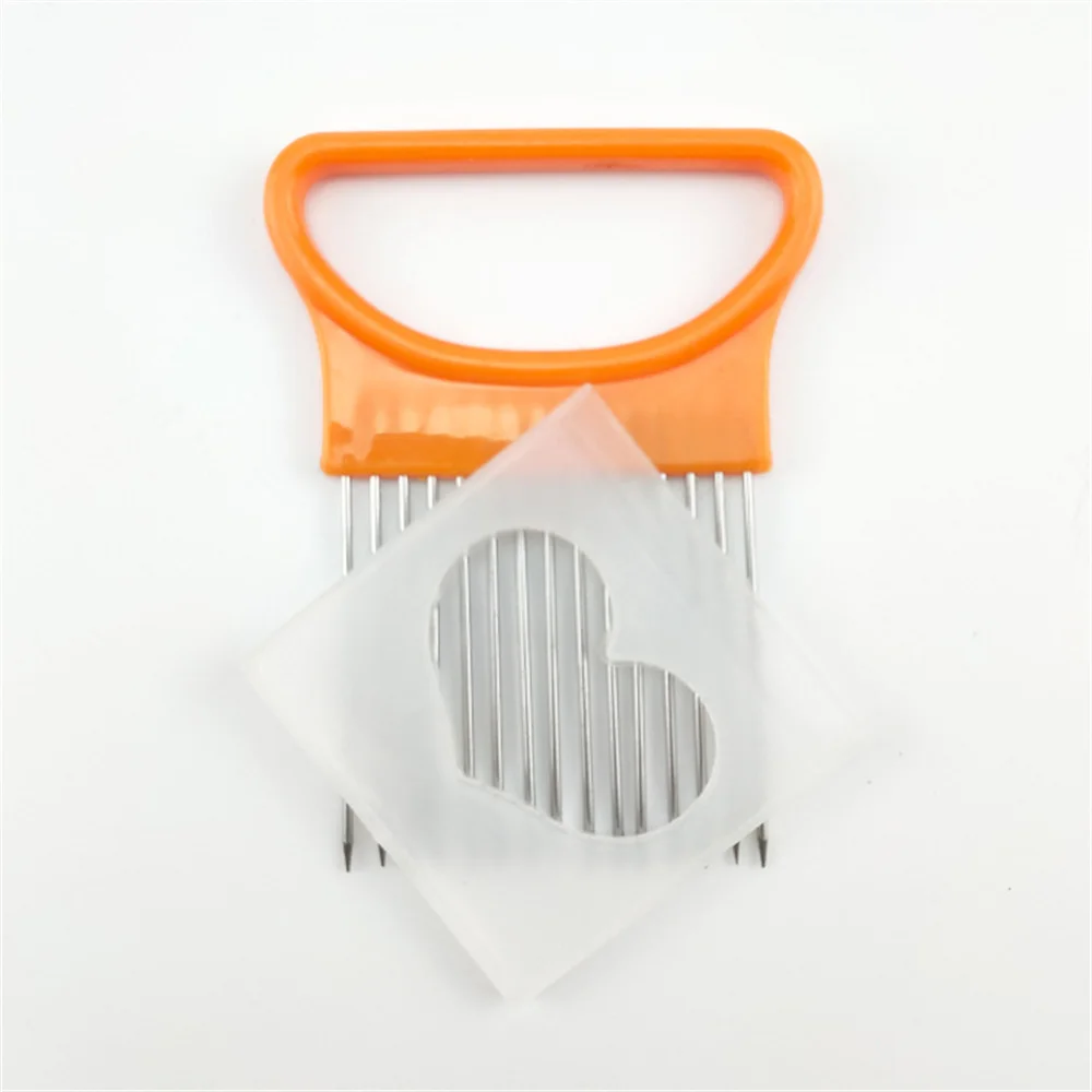 Vegetable Slicer Stainless Steel Onion Needle Onion Fork Vegetables Fruit Slicer Tomato Cutter Cutting Safe Aid Holder Kitchen Accessories Tools