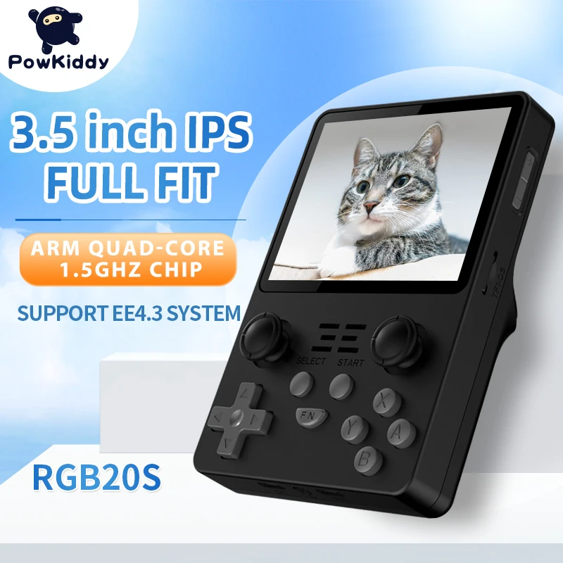 Powkiddy RGB20S – Consola Retro Portátil Con 20,000 Juegos, Pantalla IPS 3.5″, Batería 3500 MAh, Doble Ranura TF Y WiFi Externo – Sistema ArkOS
