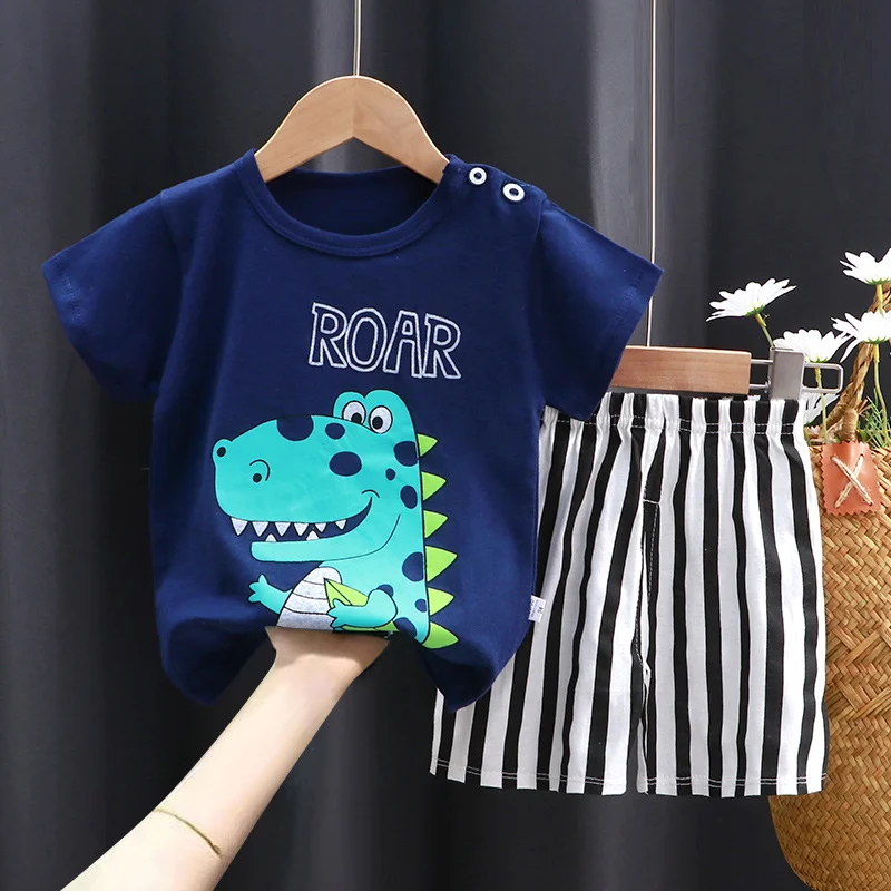 thumbnail image 1 of Kids Sets  Children Clothes Boys Girl T-shirt Shorts 2PCS Summer Cotton Short sleeve Baby Children Clothing  Suit Cotton Comfort, 1 of 6