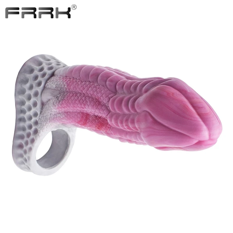 

FRRK 6.8 Inch Cock Sheath Silicone Penis Extender Sleeve Dragon Texture Vagina Stimulate Sensation Ball Strap Adults Sex Toys