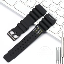 Natural Rubber Waterproof Watch Strap - Men's Outdoor Sport Silicone Bracelet (24mmBlack - B)