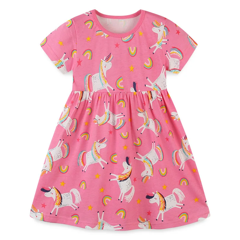 silk dress Little maven 2022 Baby Girls Casual Dress Summer Cotton Flamingo Frocks Lovely and Comfort Children Clothes for Toddler Infant top Dresses Dresses