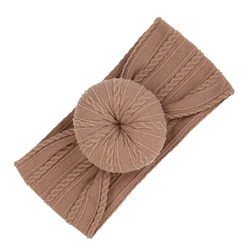 Cotton Bow Headbands for Baby Girls - Elastic Hairbands with Dot, Stripe, and Floral Prints (Mocha)