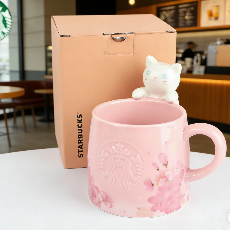 طقم كوب وصحن ستاربكس ساكورا بلو تيت بسيراميك وردي...