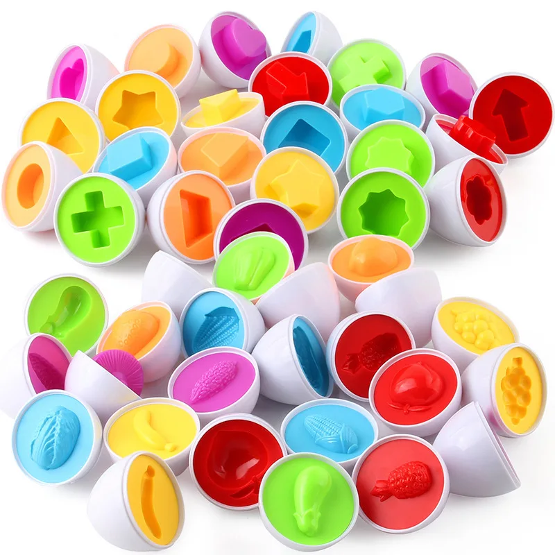 4pcs Smart Egg Matching Toys Children Early Educational Montessori Learning Toys Color Shape Vehicle Vegetable Cognition Toy DDJ 3